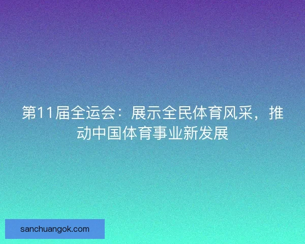 第11届全运会：展示全民体育风采，推动中国体育事业新发展